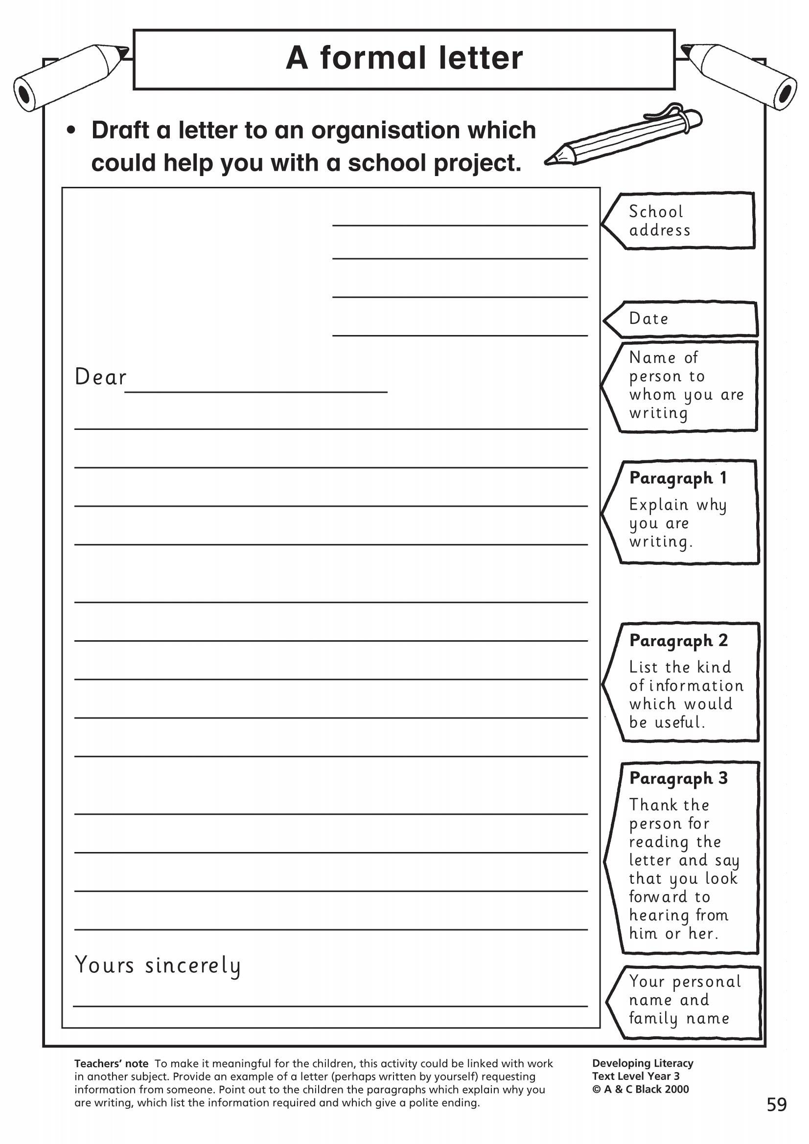 A Formal Letter | Informal Letter Writing, Letter Writing in Letter Writing Worksheets For Grade 3