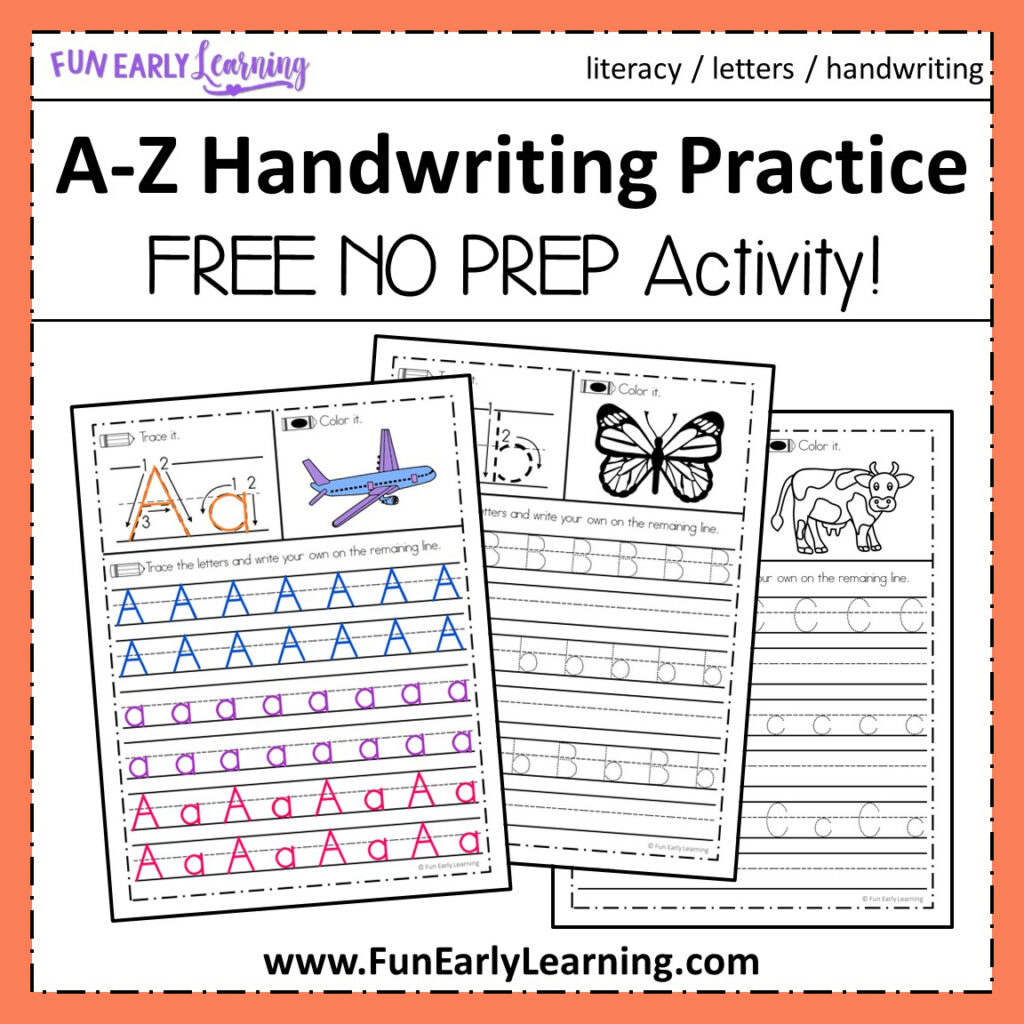 A Z Handwriting Practice No Prep Worksheets For Learning Letters Inside Alphabet Handwriting Worksheets A To Z Printable
