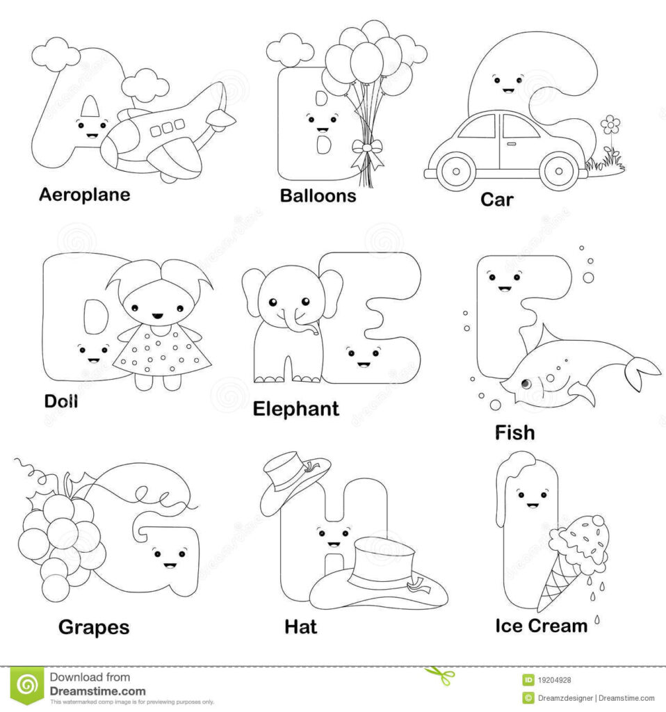 Alphabet Coloring Page Stock Vector. Illustration Of Child With Alphabet Colouring Worksheets For Kindergarten