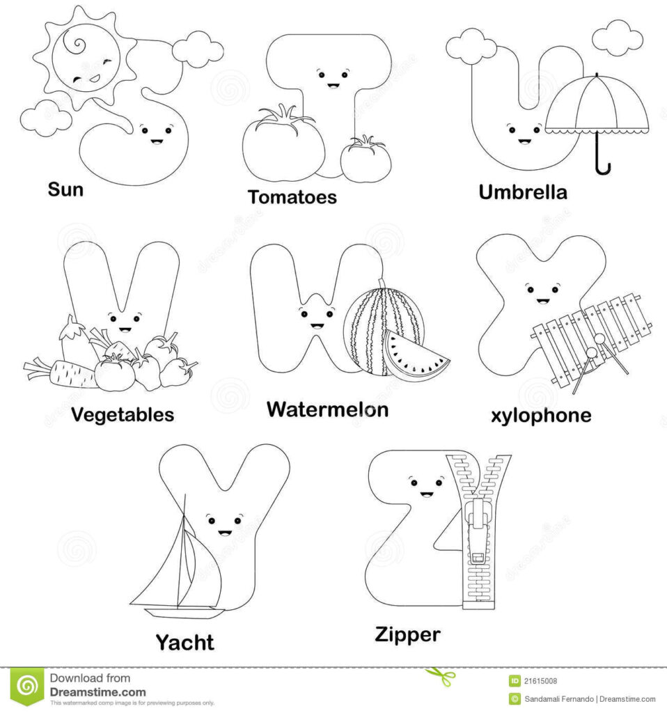 Alphabet Coloring Page Stock Vector. Illustration Of Clipart Throughout Alphabet Colouring Worksheets For Kindergarten