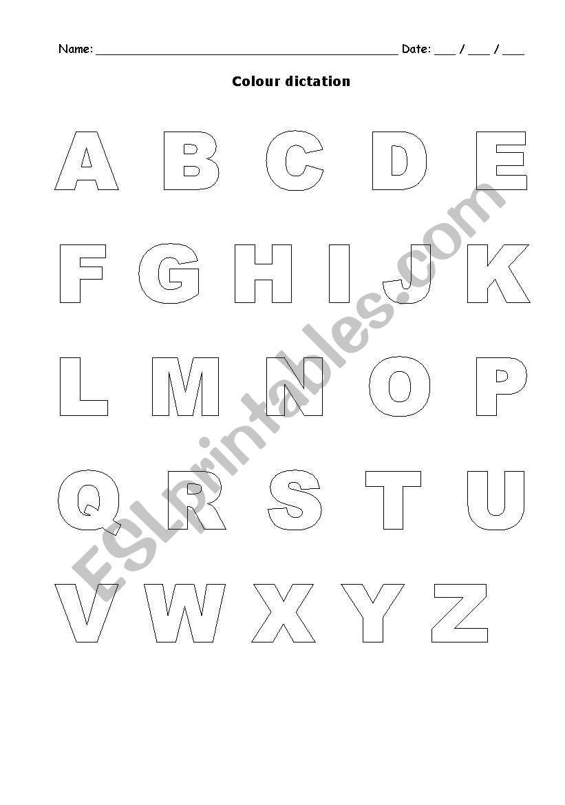 Alphabet Colour Dictation - Esl Worksheetmariaalb in Alphabet Dictation Worksheets