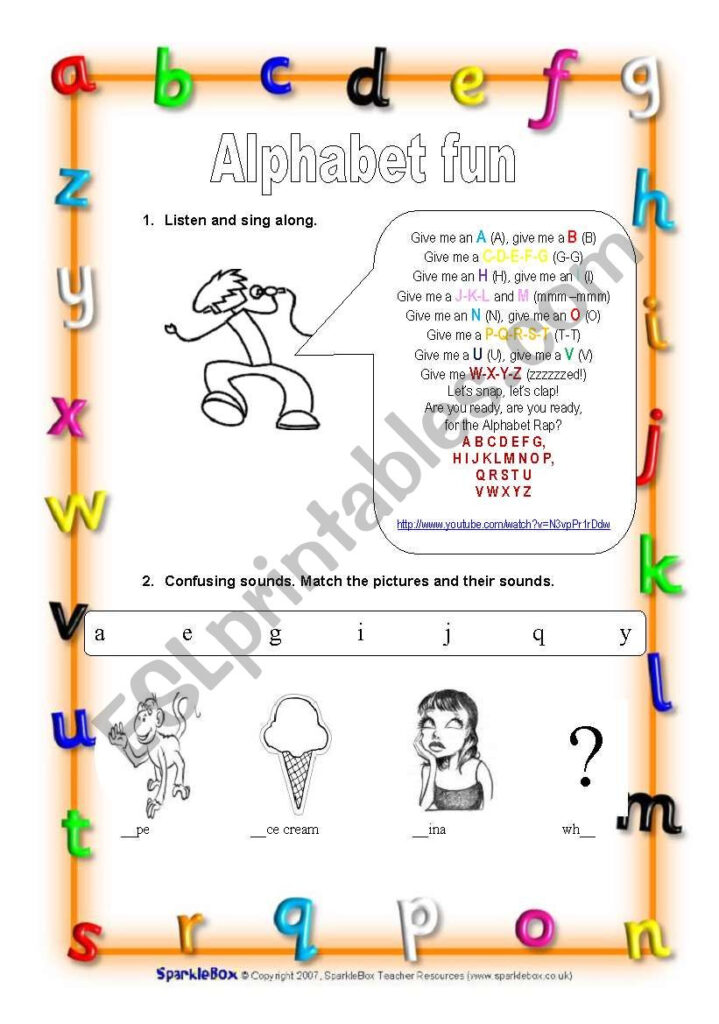 Alphabet Games   Esl Worksheetbienke With Regard To Alphabet Worksheets Sparklebox