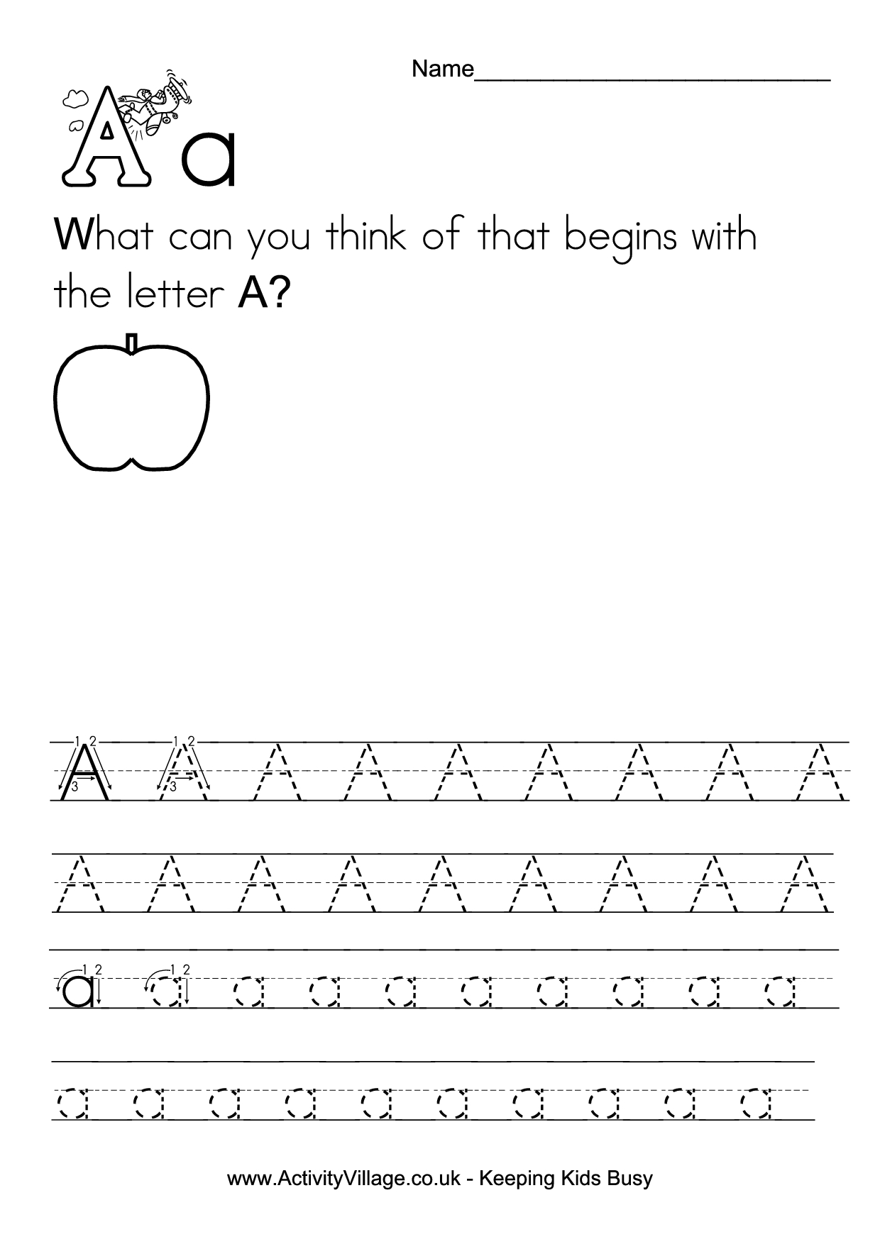 English Alphabet Handwriting Worksheets