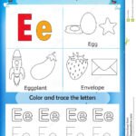 Alphabet Learning And Color Letter E Stock Illustration Intended For E Letter Worksheets Kindergarten