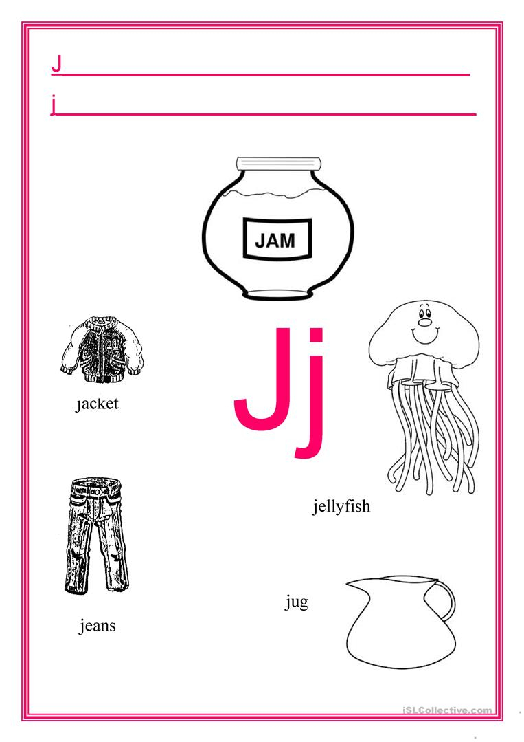 Alphabet Letter J - English Esl Worksheets within Alphabet J Worksheets