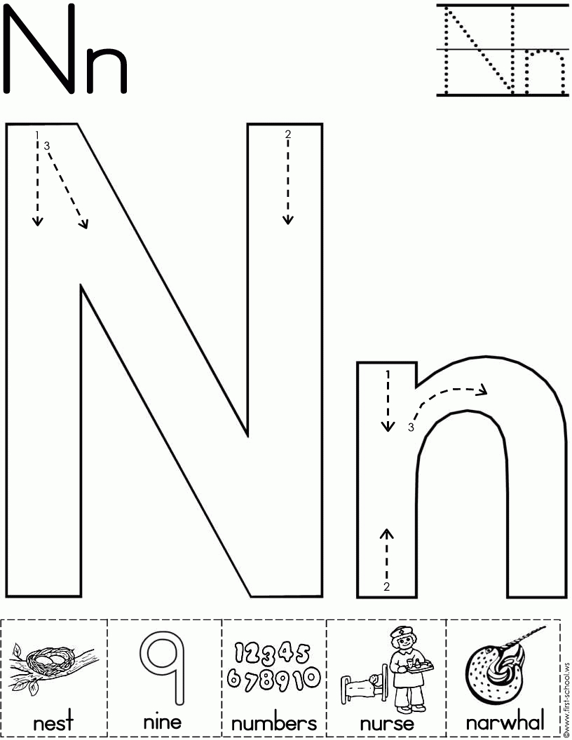 Alphabet Letter N Worksheet | Standard Block Font throughout Letter N Worksheets Prek