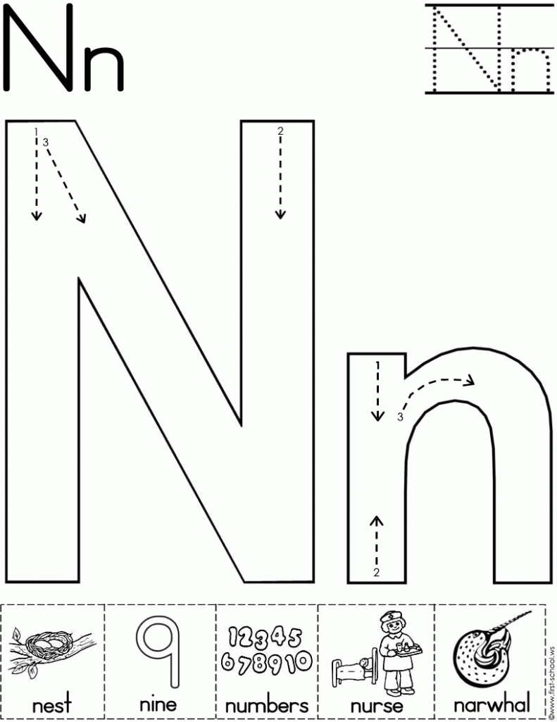 Alphabet Letter N Worksheet | Standard Block Font With Regard To Letter N Worksheets Printable