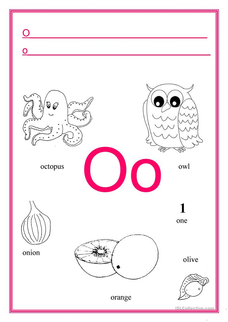 Alphabet Letter O - English Esl Worksheets intended for Alphabet O Worksheets