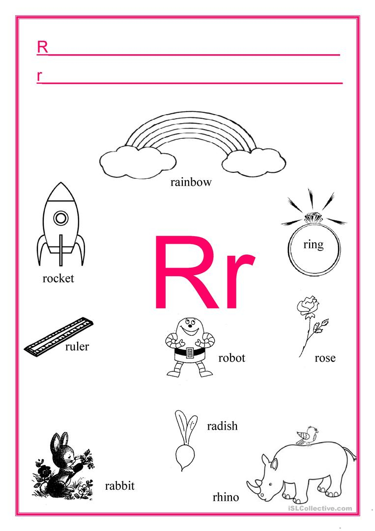 Alphabet Letter R - English Esl Worksheets with R Letter Worksheets