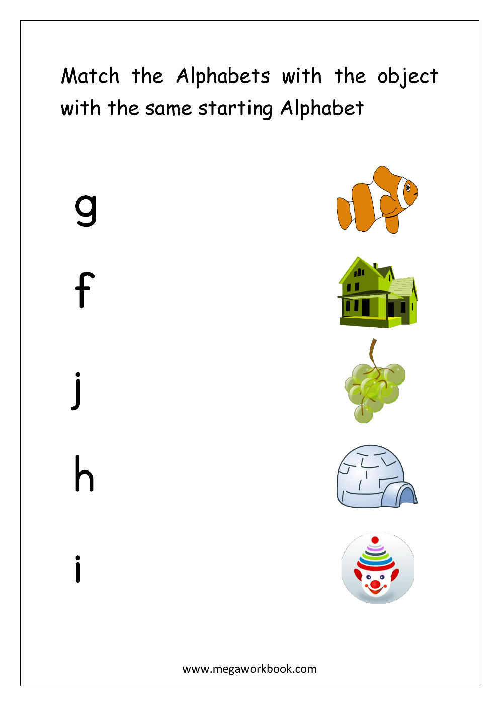 Alphabet Matching Worksheets - Match Object With The regarding Alphabet Match Up Worksheets