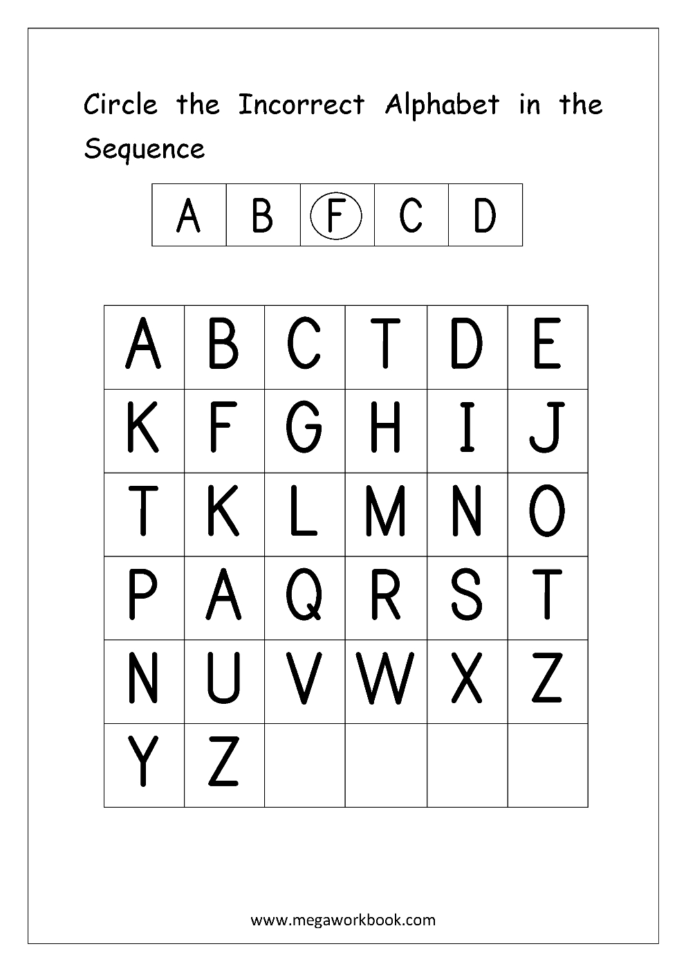 Alphabet Ordering Worksheet - Capital Letters - Circle for Alphabet Order Worksheets Free