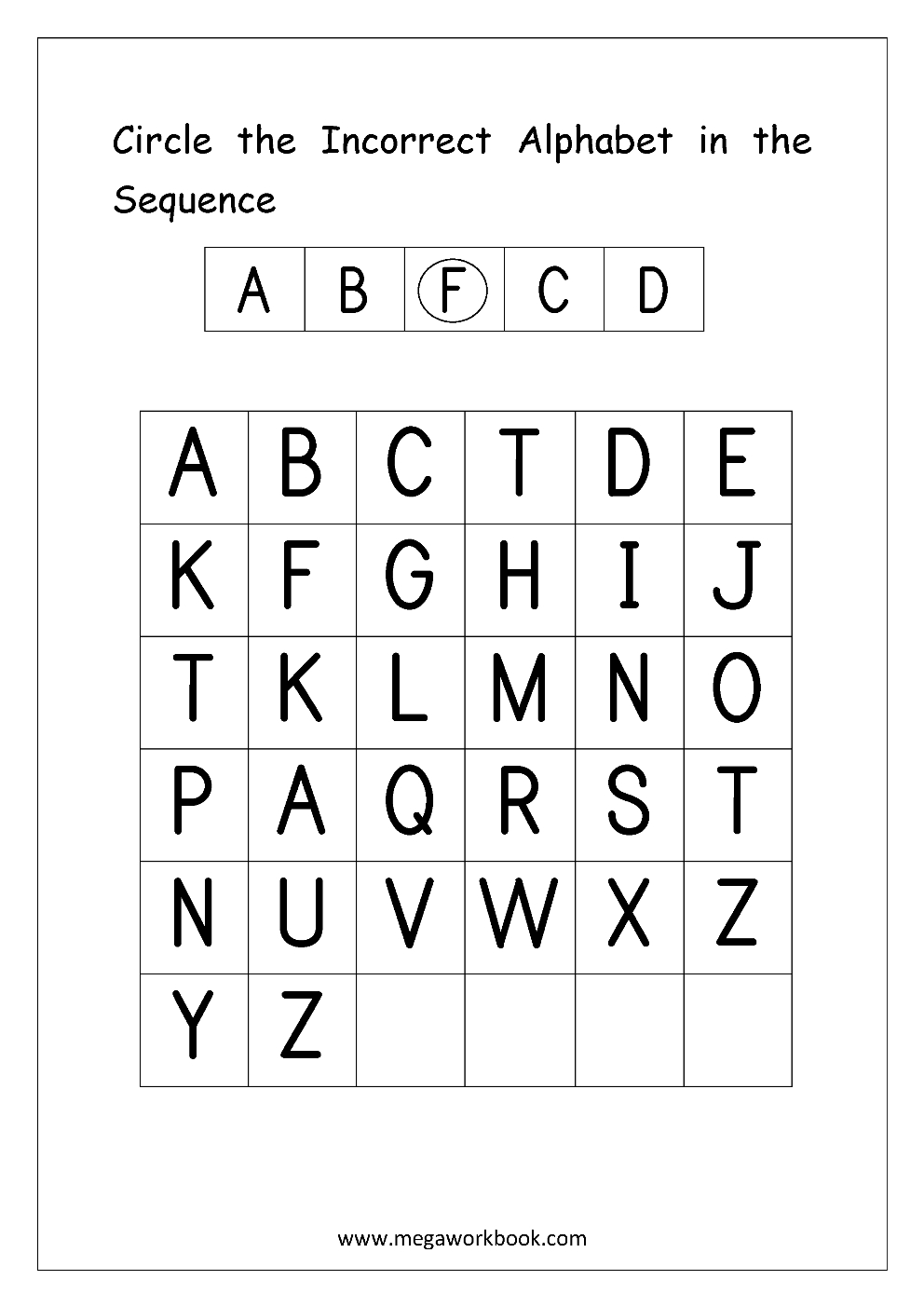 Alphabet Ordering Worksheet - Capital Letters - Circle pertaining to Alphabet Sequencing Worksheets For Kindergarten