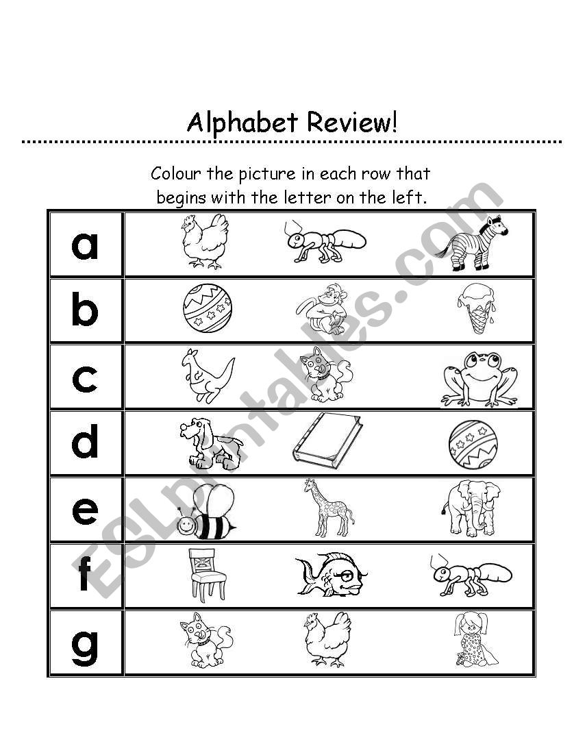 Alphabet Review - Esl Worksheetheather.burtch regarding Letter Worksheets Review