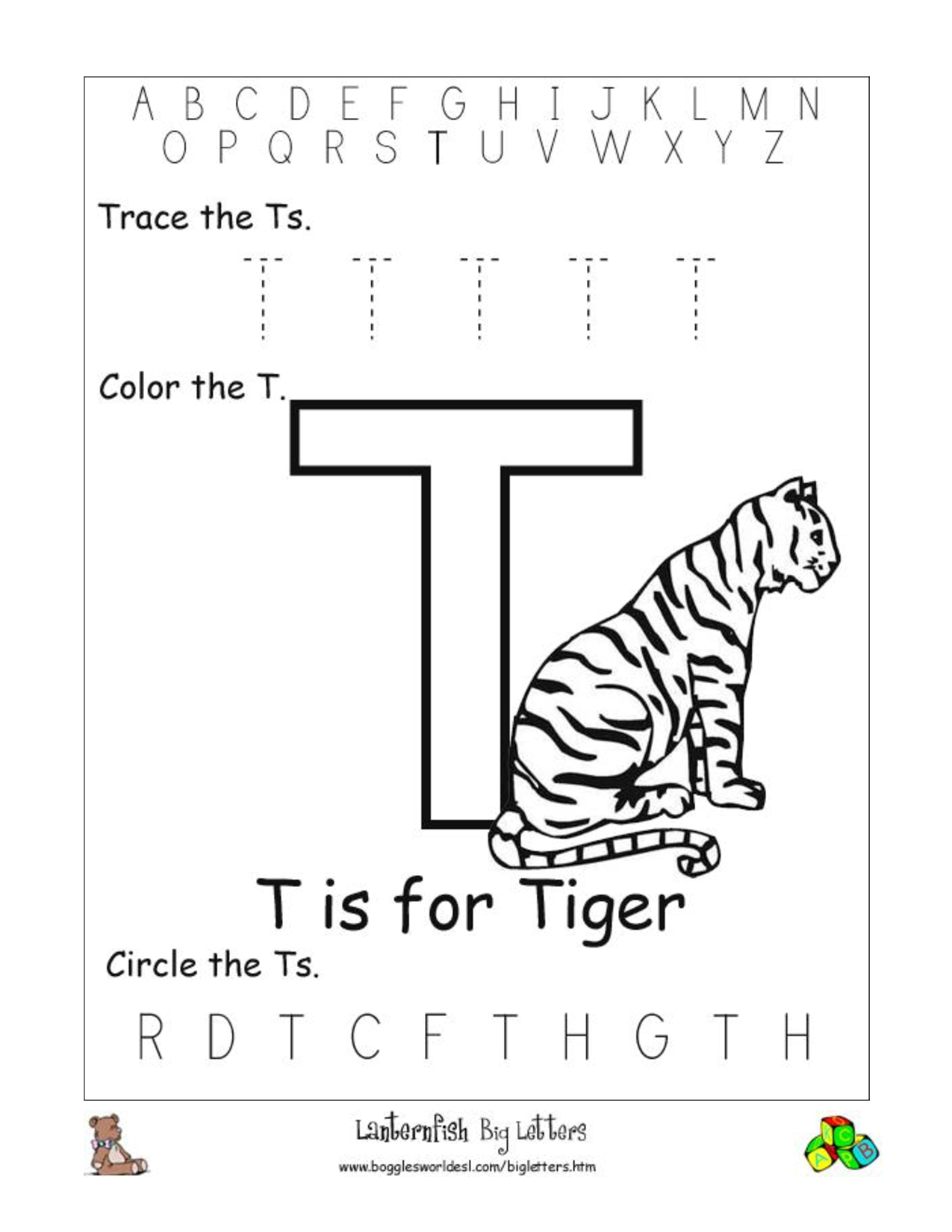 Alphabet Worksheets For Preschoolers | Alphabet Worksheet in Letter T Worksheets For Pre K