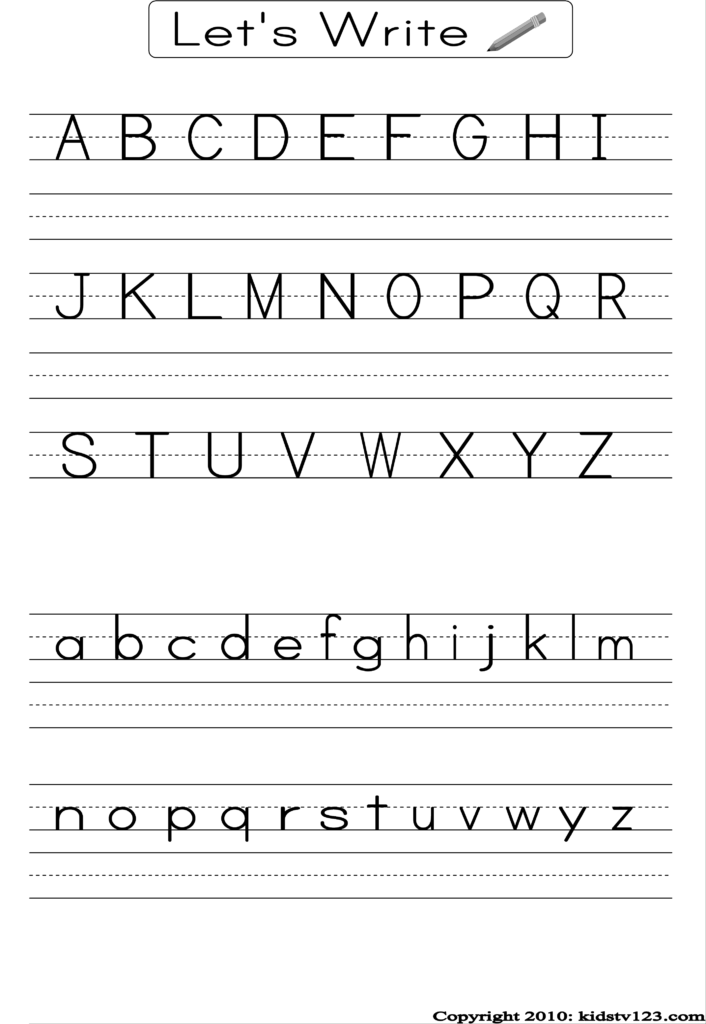 Alphabet Writing Practice Sheet | Alphabet Writing Practice For Alphabet Worksheets For Preschoolers Printable