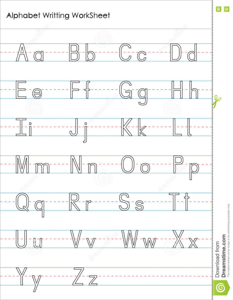 Alphabet Writing Practice Worksheet Stock Illustration In A Z Alphabet Worksheets Kindergarten