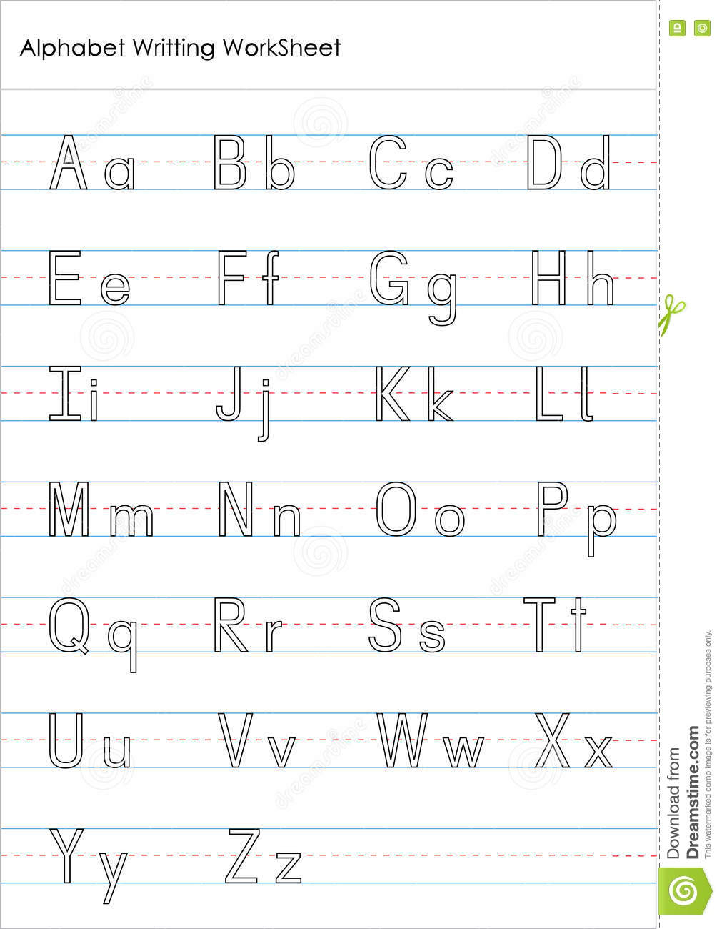 Alphabet Writing Practice Worksheet Stock Illustration in A-Z Alphabet Worksheets Kindergarten