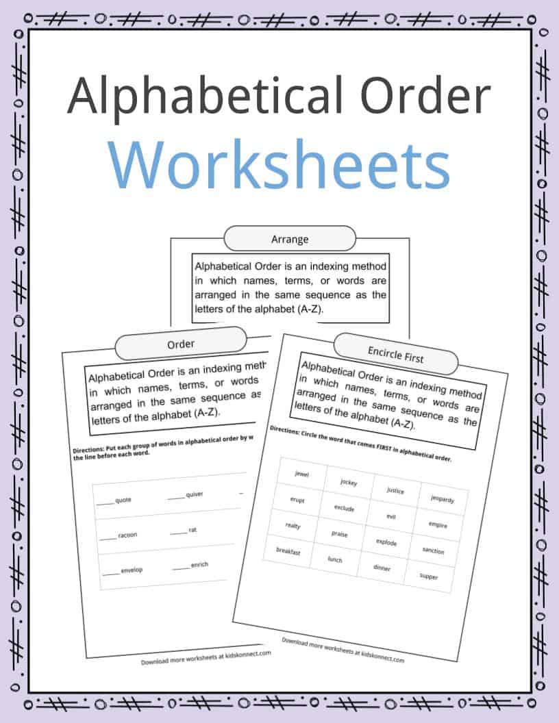 Alphabetical Order Worksheets, Examples &amp; Definition for Alphabet Order Worksheets Free