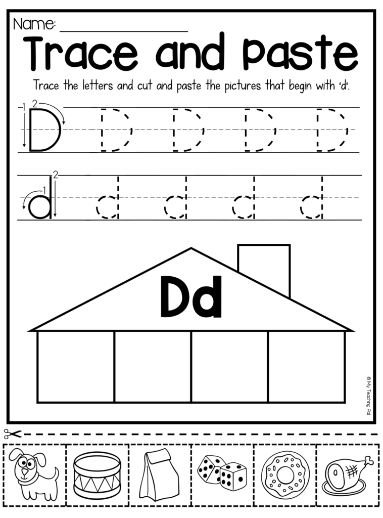 Beginning Sounds Worksheets   Trace And Paste | Beginning Regarding Letter D Worksheets