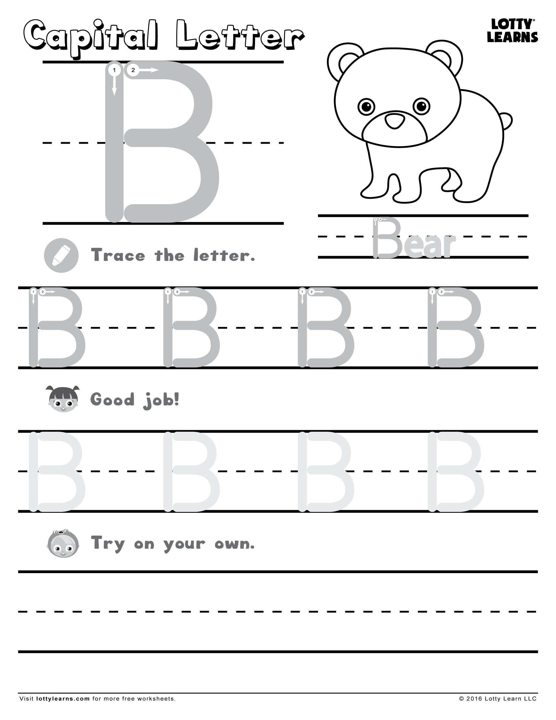 free worksheet letter b