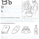 Catholic Alphabet Letter B Worksheet Preschool Kindergarten With Letter B Worksheets For Preschool