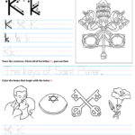 Catholic Alphabet Letter K Worksheet Preschool Kindergarten For Letter K Worksheets For Preschool