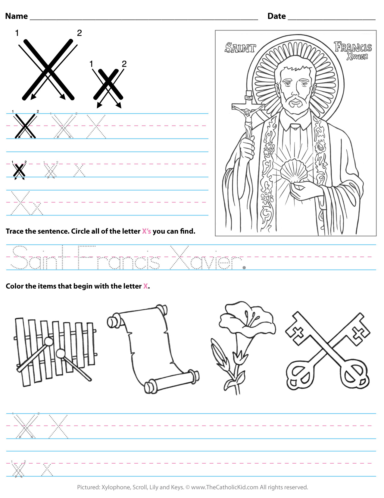 Catholic Alphabet Letter X Worksheet Preschool Kindergarten regarding X Letter Worksheets