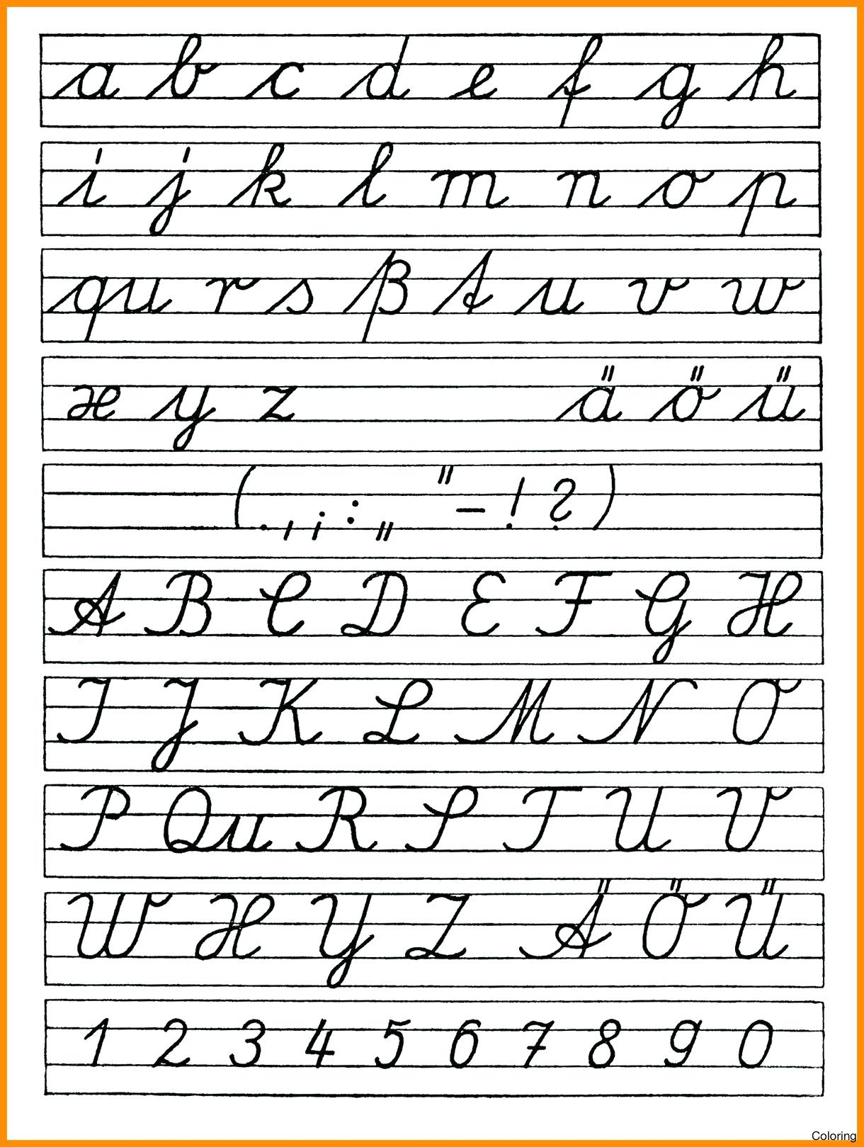 Cursive Letter Worksheet Printables Cursive Alphabet for Alphabet Handwriting Worksheets For Kindergarten