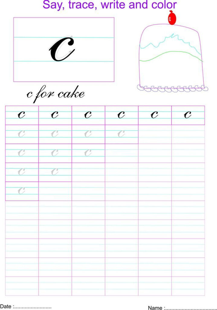 Cursive Small Letter 'c' Worksheet | Cursive Small Letters Pertaining To Letter S Worksheets Sparklebox