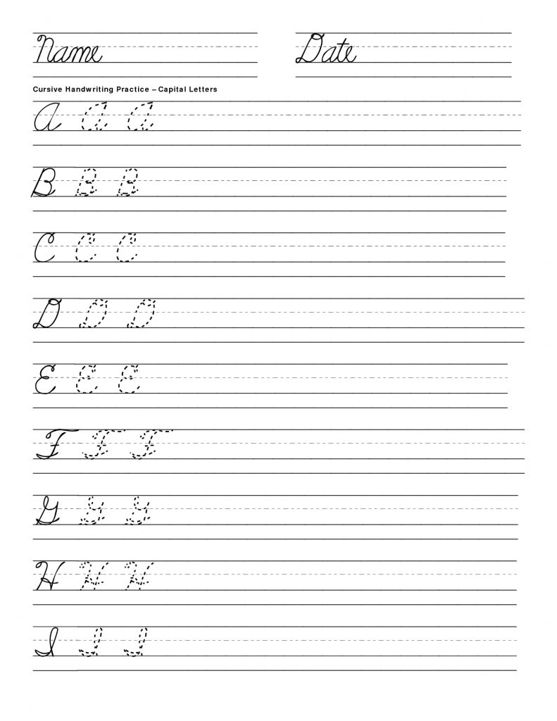 Cursive Writing Practice Worksheets Printable - Zelay.wpart.co within Alphabet Handwriting Worksheets Printable