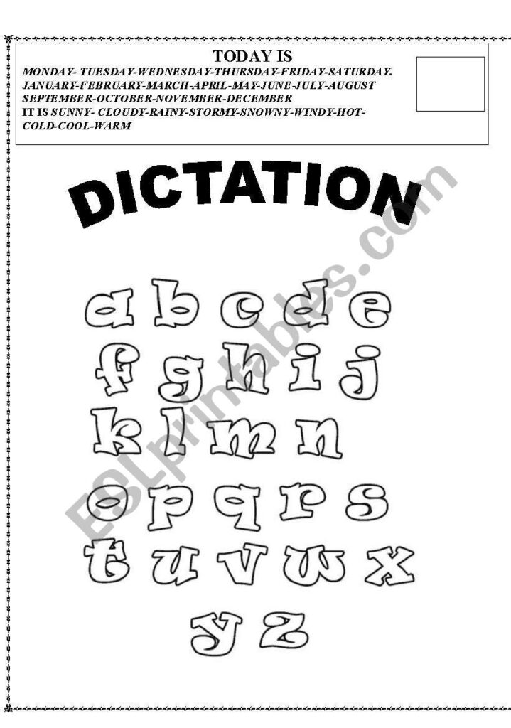 Dictation   Esl Worksheetlagringa Inside Alphabet Dictation Worksheets