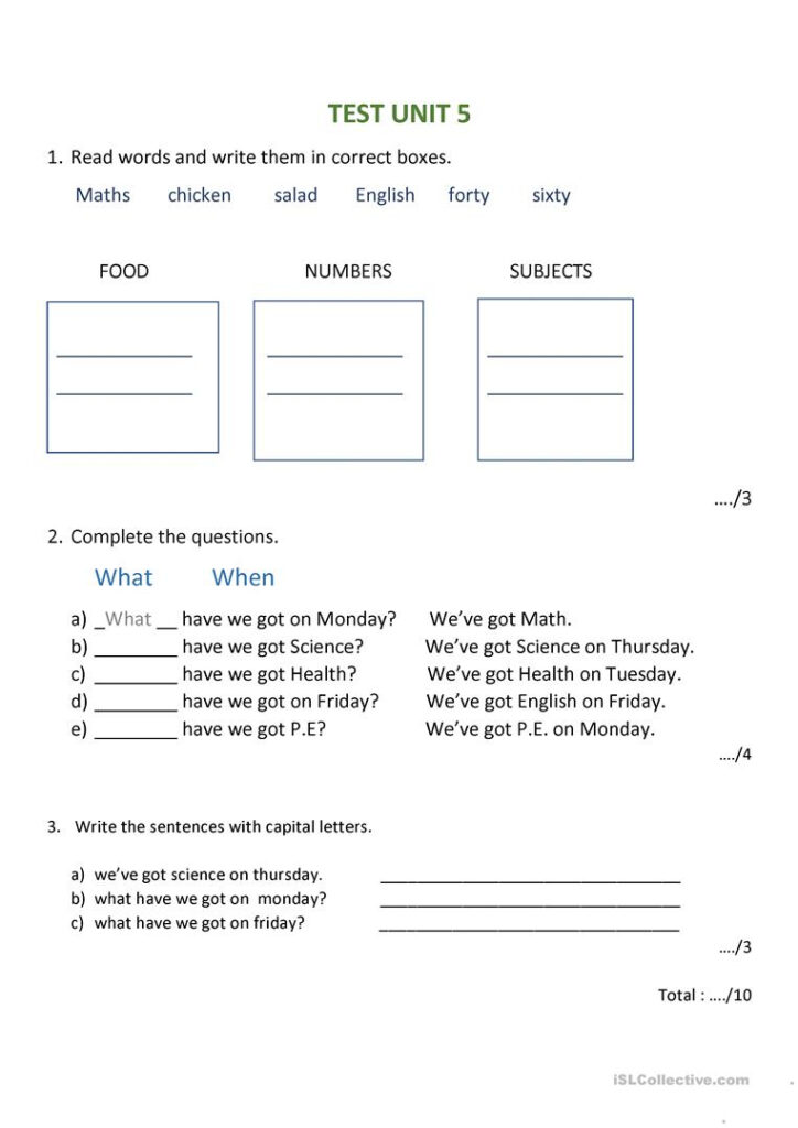 English Test Grade 2 , Family And Friends Unit 5.   English Throughout Letter E Worksheets For Grade 2