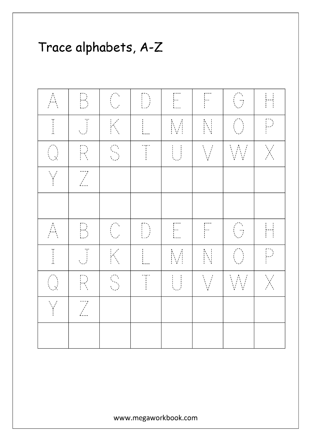 English Worksheet - Alphabet Tracing - Capital Letters pertaining to Alphabet Handwriting Worksheets A To Z Printable