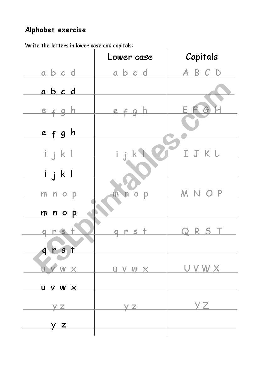 English Worksheets: Copy The Alphabet Letters pertaining to Alphabet Copy Worksheets