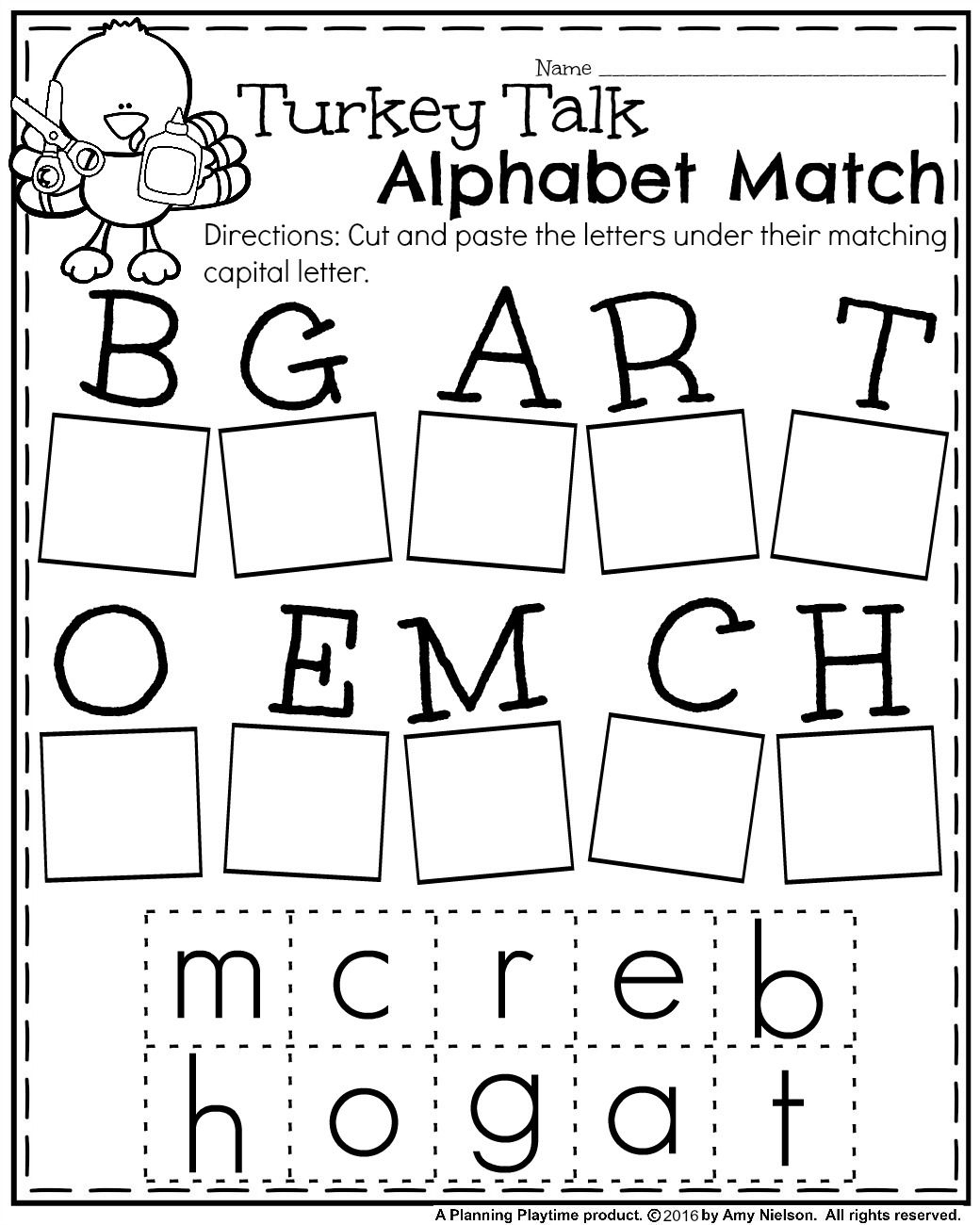 Fall Kindergarten Worksheets For November | Kindergarten intended for Letter Matching Worksheets Cut And Paste