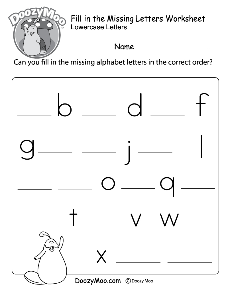 Fill In The Missing Letters Worksheet (Free Printable with Alphabet Worksheets With Missing Letters