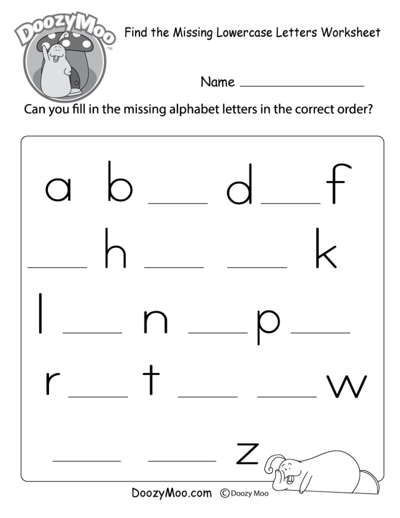 Find The Missing Lowercase Letters Worksheet (Free Printable) Throughout Letter Join Worksheets Free