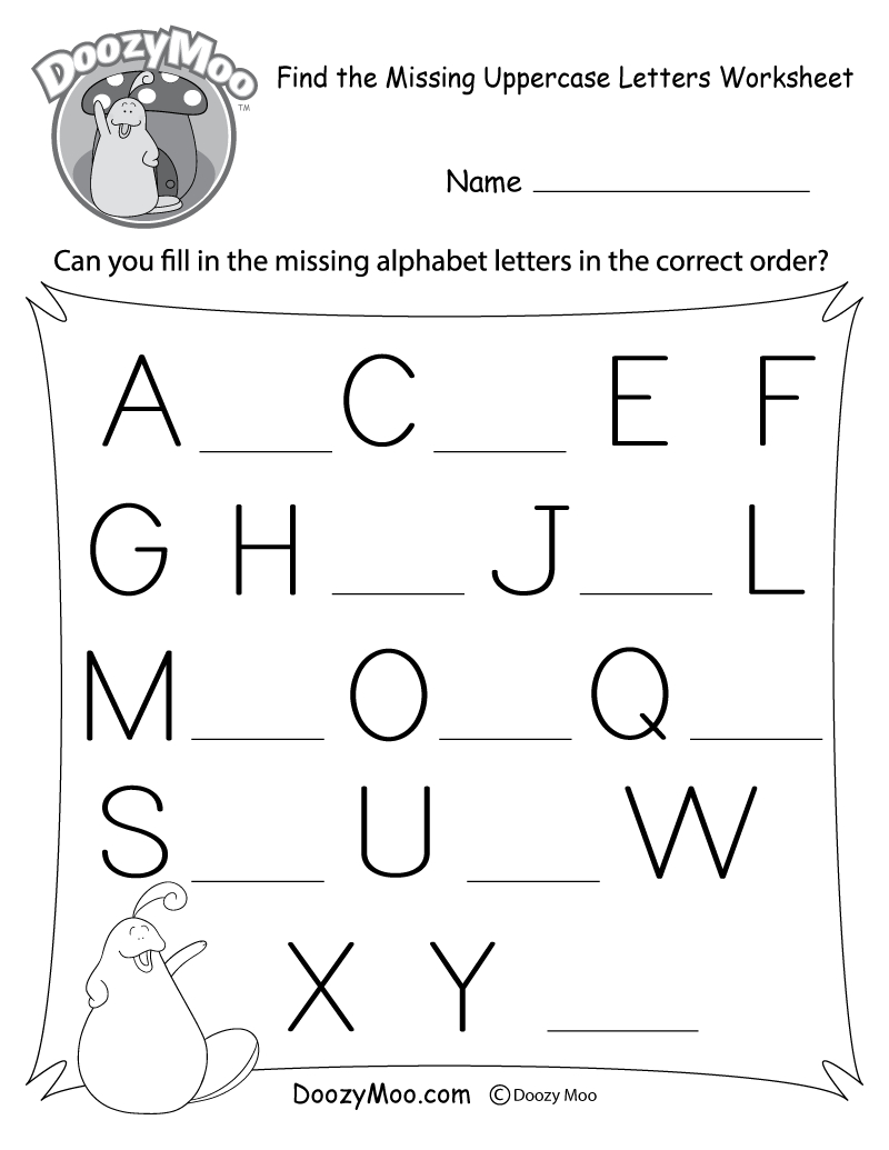 Find The Missing Uppercase Letters Worksheet (Free Printable) for Alphabet Worksheets Lowercase