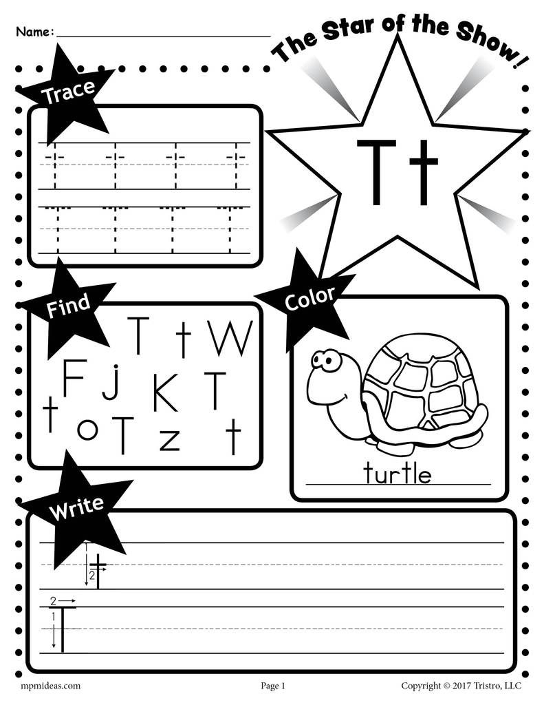 Free Letter T Worksheet: Tracing, Coloring, Writing &amp;amp; More for Letter T Worksheets Prek
