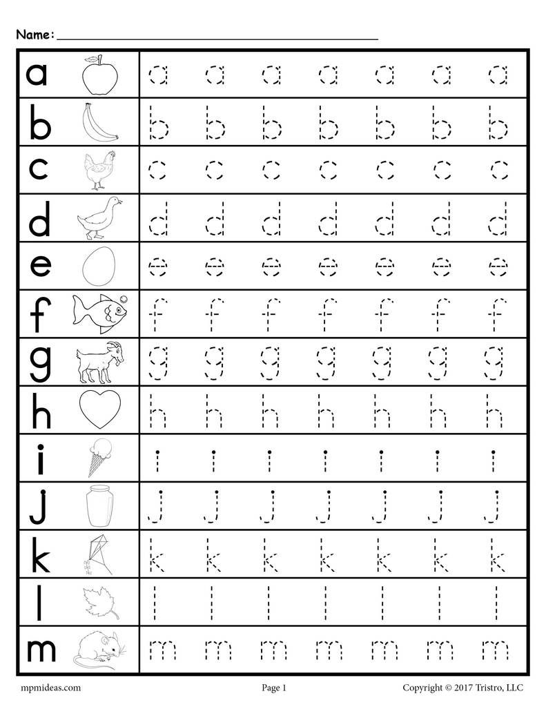 Free Lowercase Letter Tracing Ets And Printable Learning pertaining to Lowercase Alphabet Worksheets