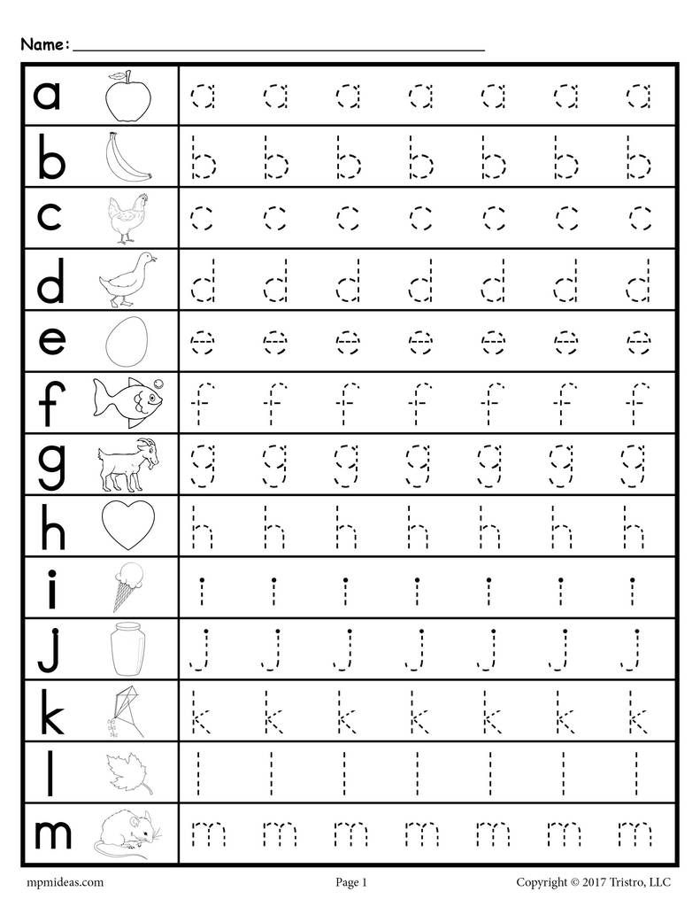 Free Lowercase Letter Tracing Worksheets | Letter Tracing for Alphabet Writing Worksheets Free