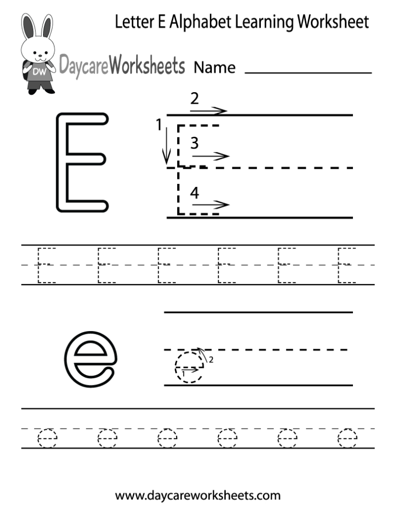 Free Printable Letter E Alphabet Learning Worksheet For For Letter E Alphabet Worksheets
