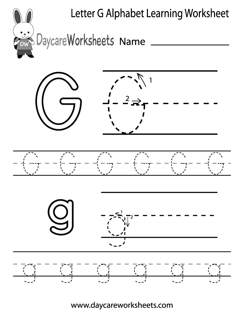 Free Printable Letter G Alphabet Learning Worksheet For with regard to Letter G Worksheets For Preschool