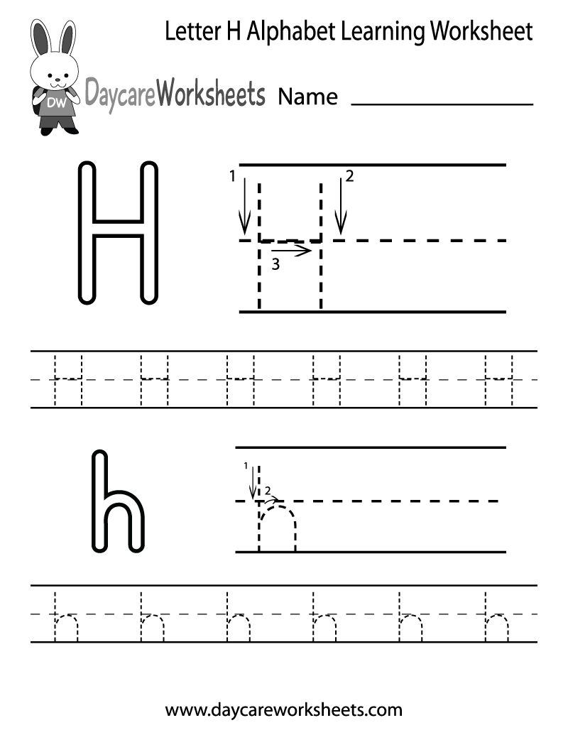 Free Printable Letter H Alphabet Learning Worksheet For for H Letter Worksheets