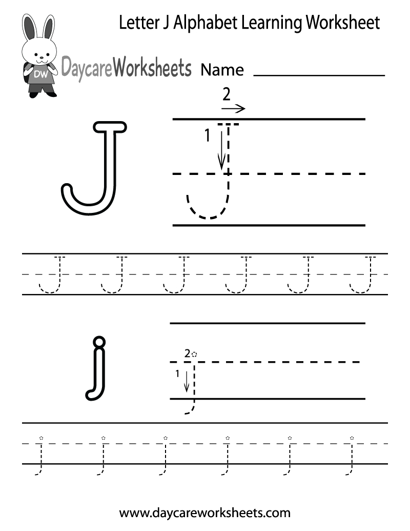 Free Printable Letter J Alphabet Learning Worksheet For inside Letter J Worksheets