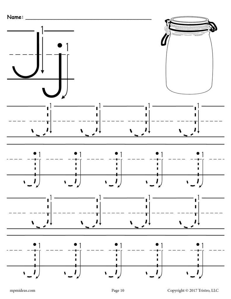 Free Printable Letter J Tracing Worksheet With Number And pertaining to J Letter Worksheets