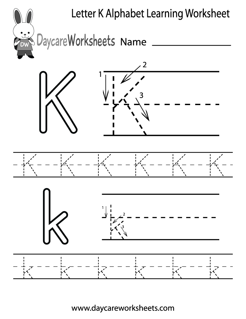 Free Printable Letter K Alphabet Learning Worksheet For in Alphabet Beginners Worksheets