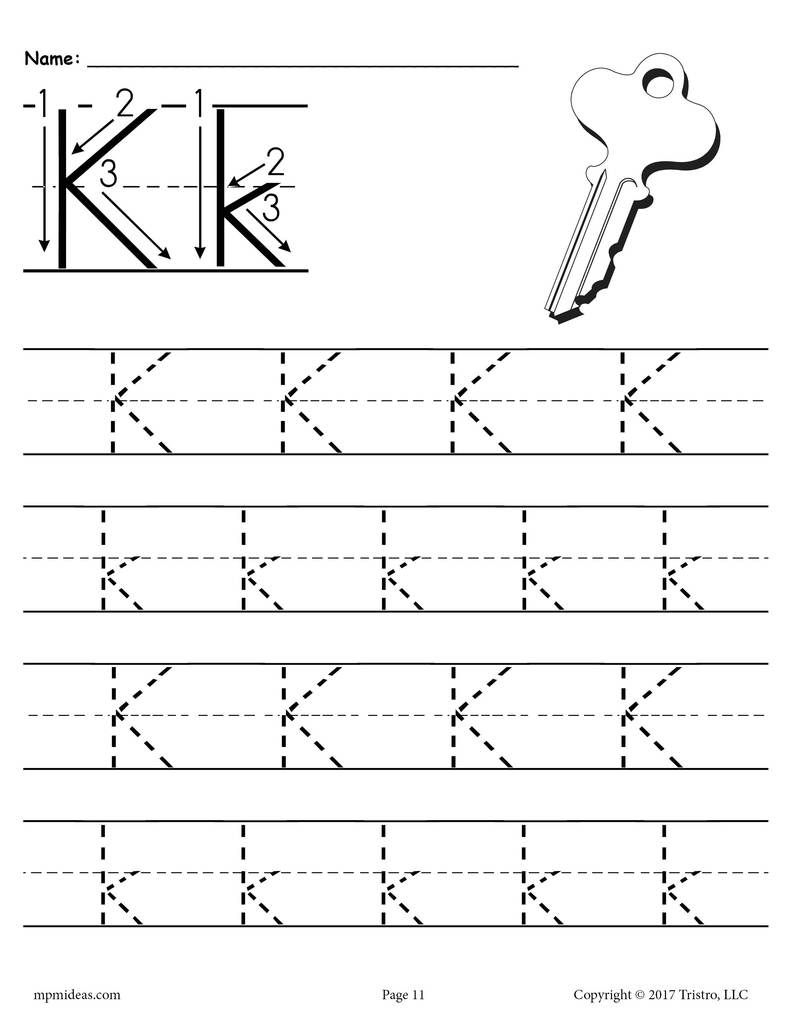 Free Printable Letter K Tracing Worksheet | Tracing with Letter K Worksheets Printable