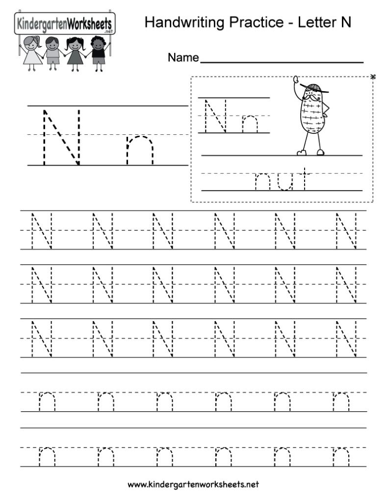 Free Printable Letter N Writing Practice Worksheet For Within Letter N Worksheets Free Printables