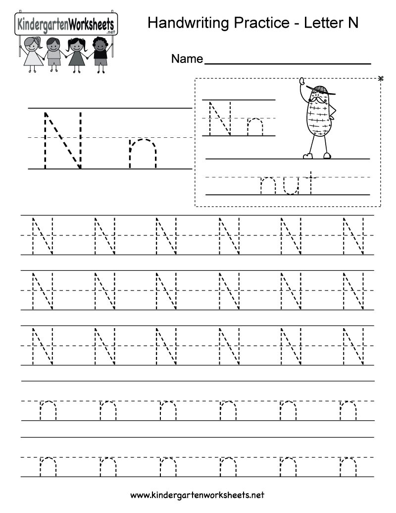 Free Printable Letter N Writing Practice Worksheet For within Letter N Worksheets Free Printables